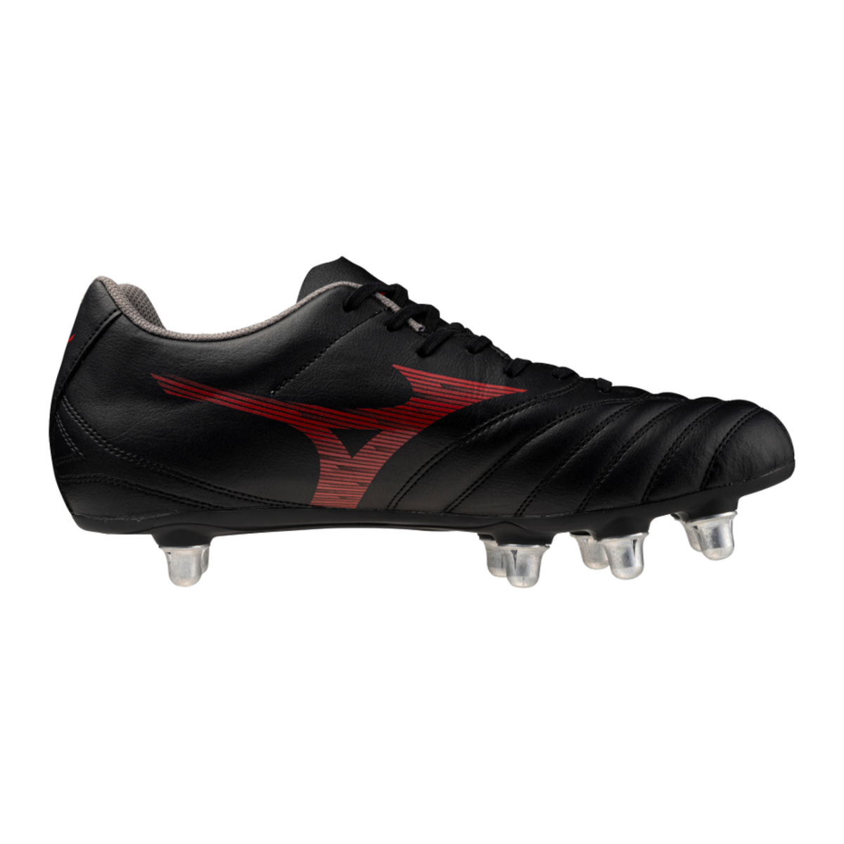 Mizuno Monarcida Neo III Rugby Boots: Black/Morelia Red