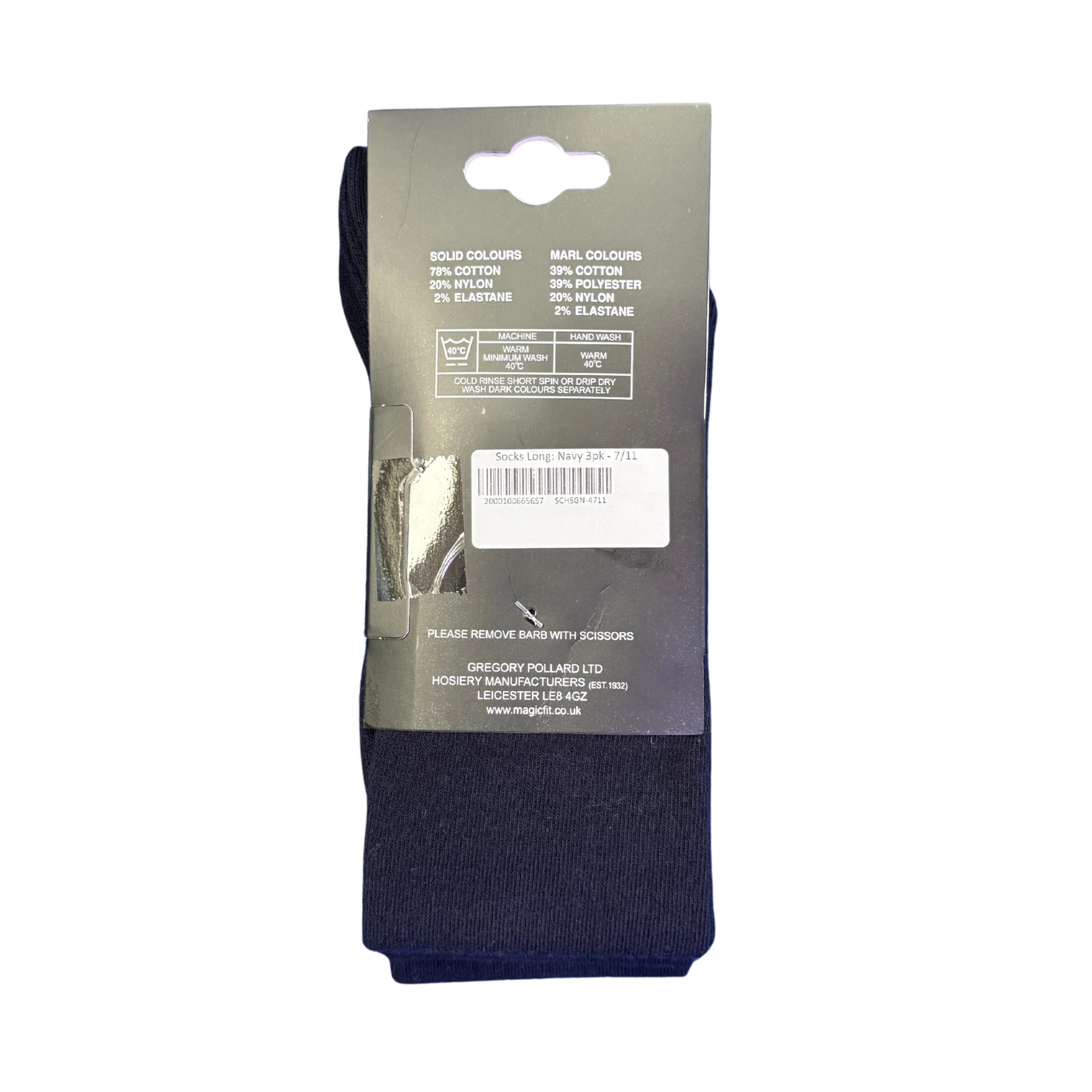 Socks Long: Navy 3pk