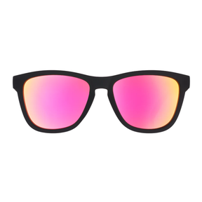 Goodr Pro Sunglasses Pink Reflective Polarised Mirror Lenses: Black Frame