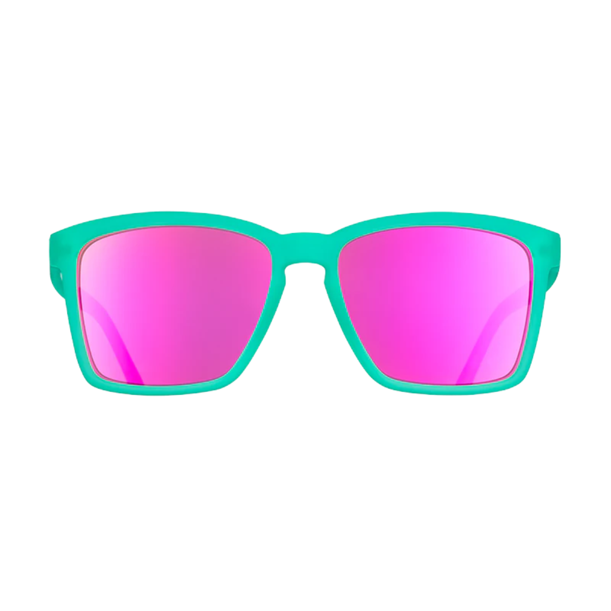 Goodr Benefit Sunglasses Pink Reflective Polarised Mirror Lenses: Teal Frame