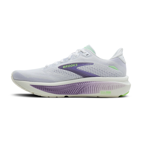 Brooks Ghost 18 Womens Running Shoes: White/Purple Hebe/Green