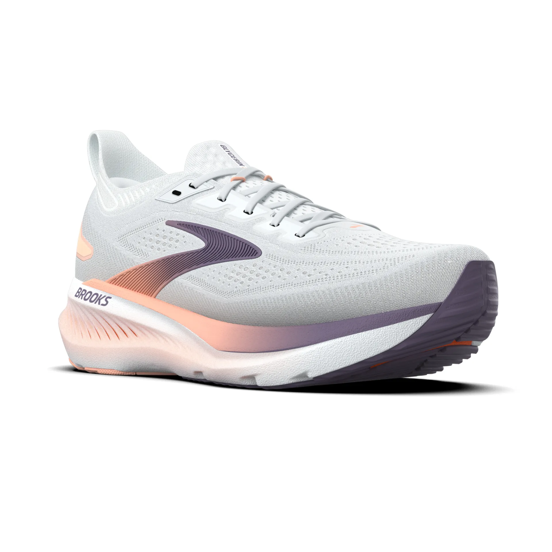 Brooks Glycerin 23 Women's Running Shoes: White/Mulled Grape/Clear