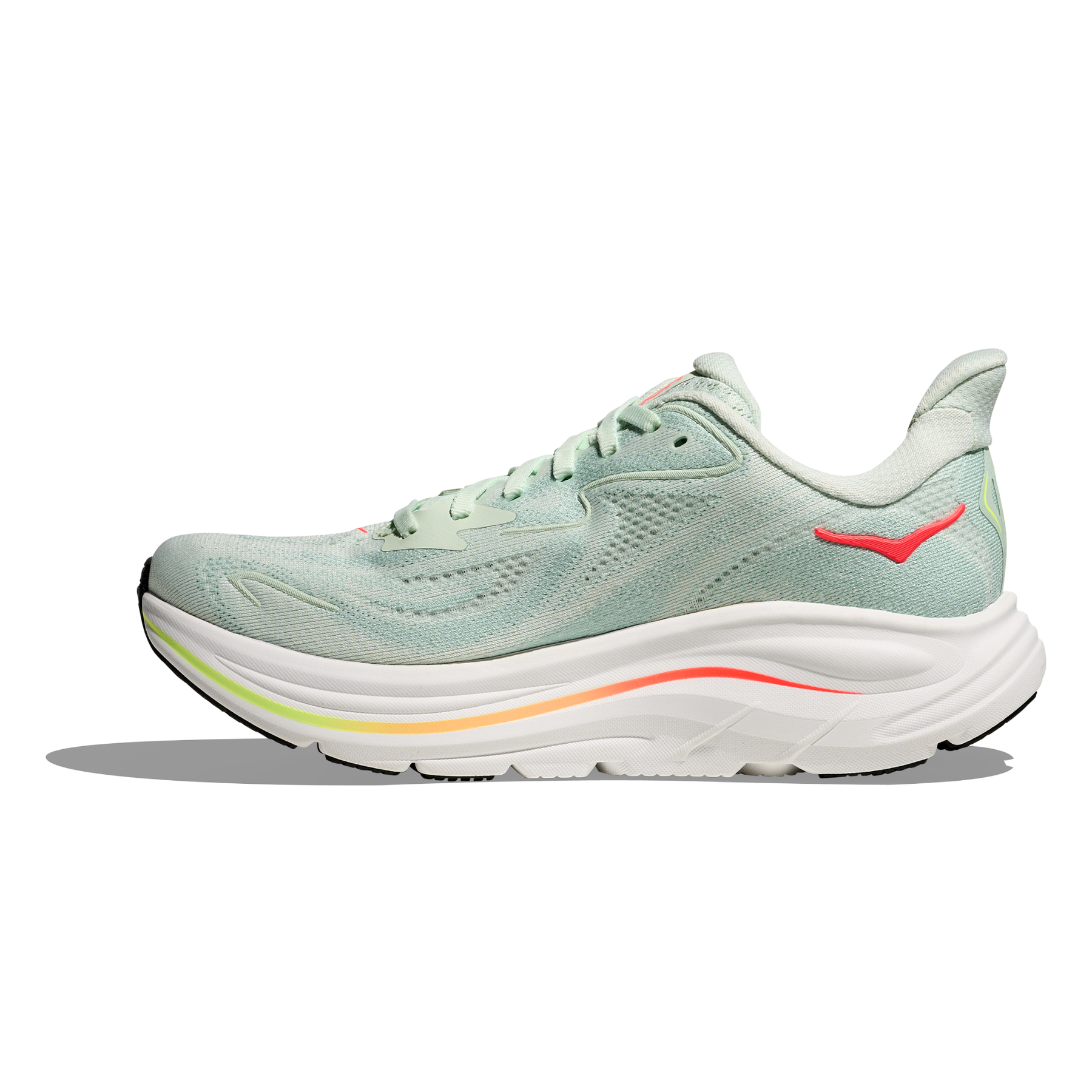 Hoka Clifton 10 Women's Running Shoes: Sea Glass/Neon Flame