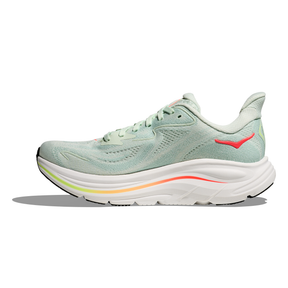 Hoka Clifton 10 Women's Running Shoes: Sea Glass/Neon Flame