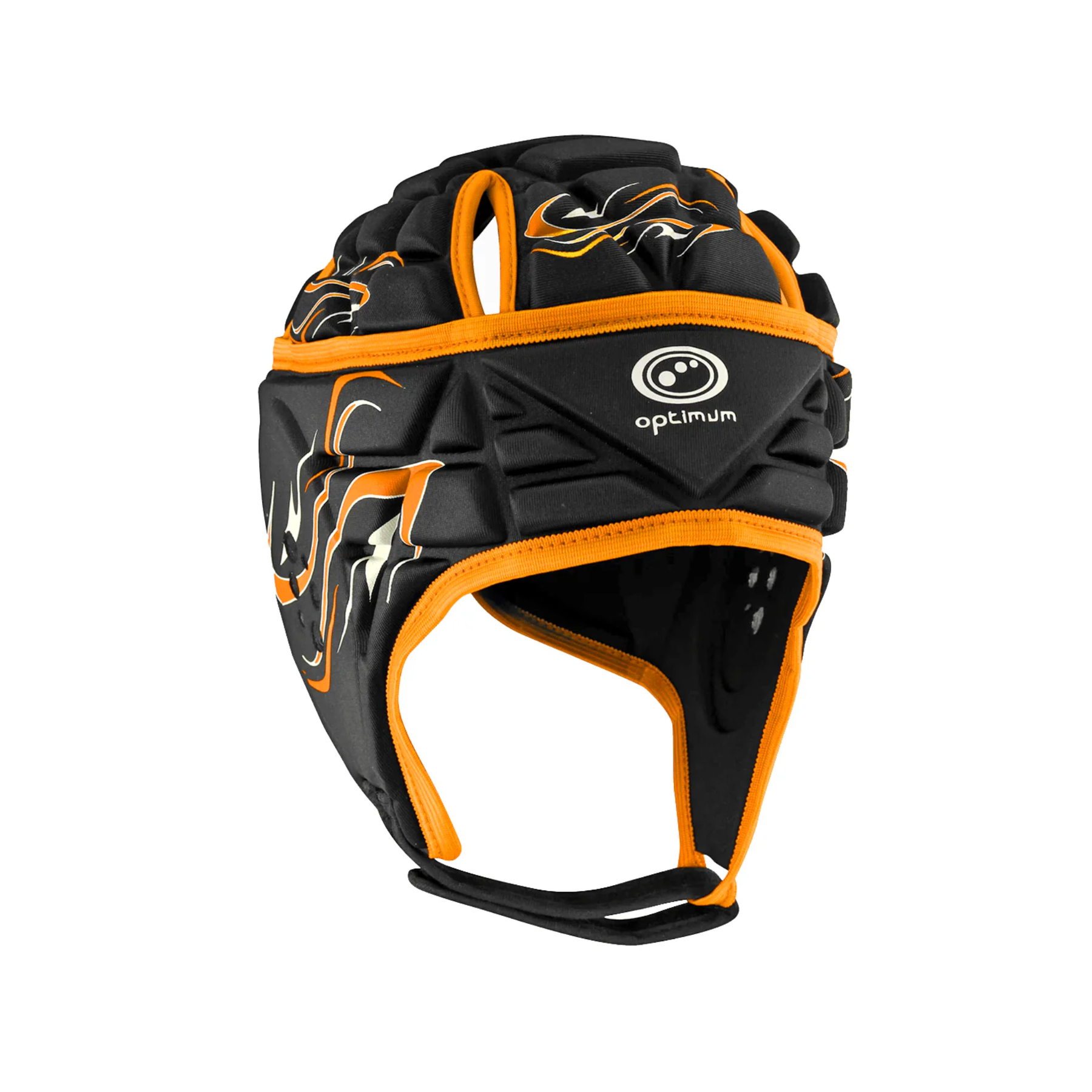 Optimum Inferno Rugby Head Guard: Black/Orange
