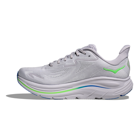 Hoka Clifton 10 Men's Running Shoes: Ash Grey/Neon Green