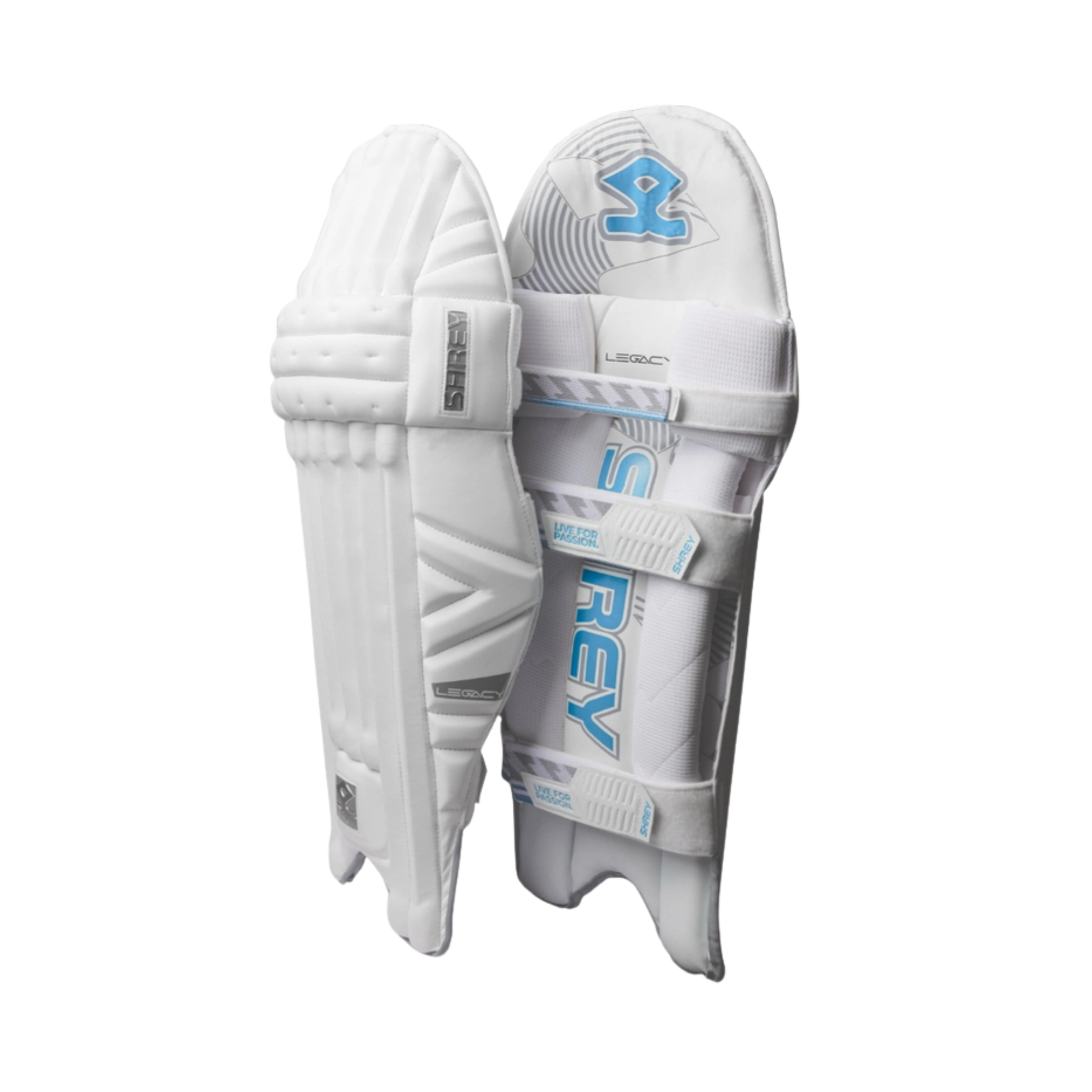 Shrey Legacy Cricket Batting Legguard: White/Grey - Adult RH