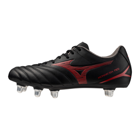 Mizuno Monarcida Neo III Rugby Boots: Black/Morelia Red