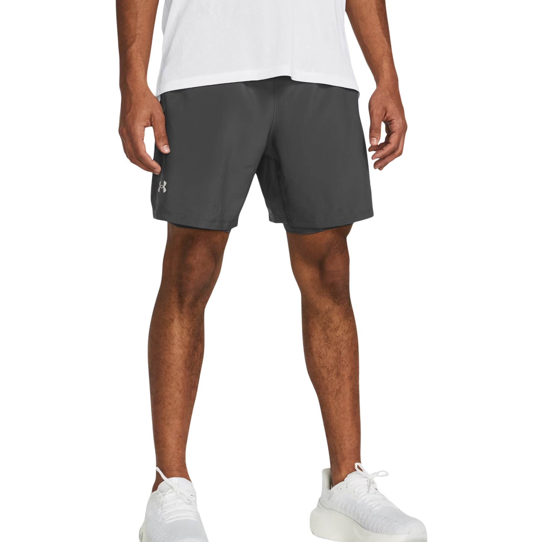 Under Armour Men's Launch Run 7inch 2-in-1 Running Shorts: Castlerock/Reflective