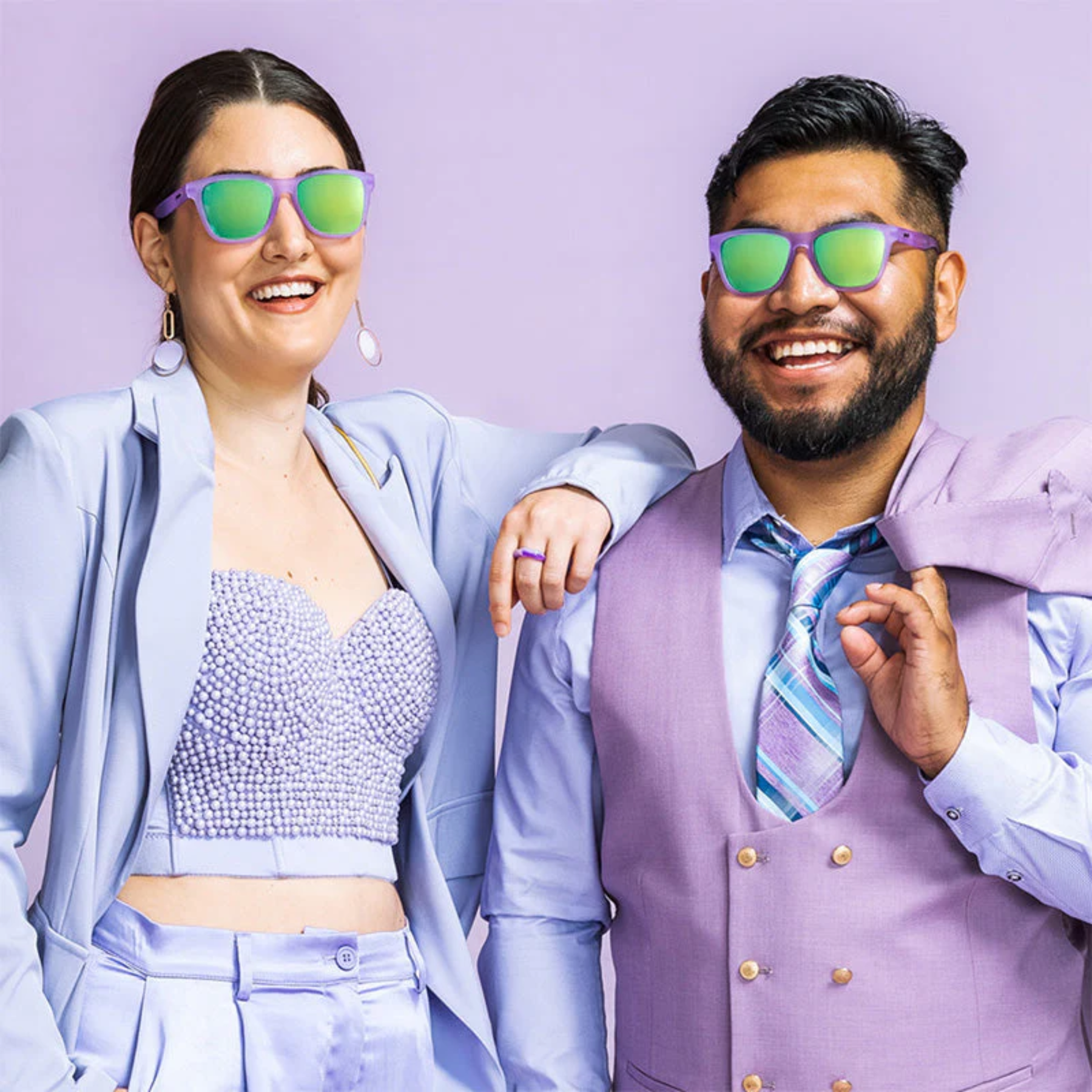 Goodr Lilac Sunglasses Reflective Polarised Mirror Lenses: Lavender Frame