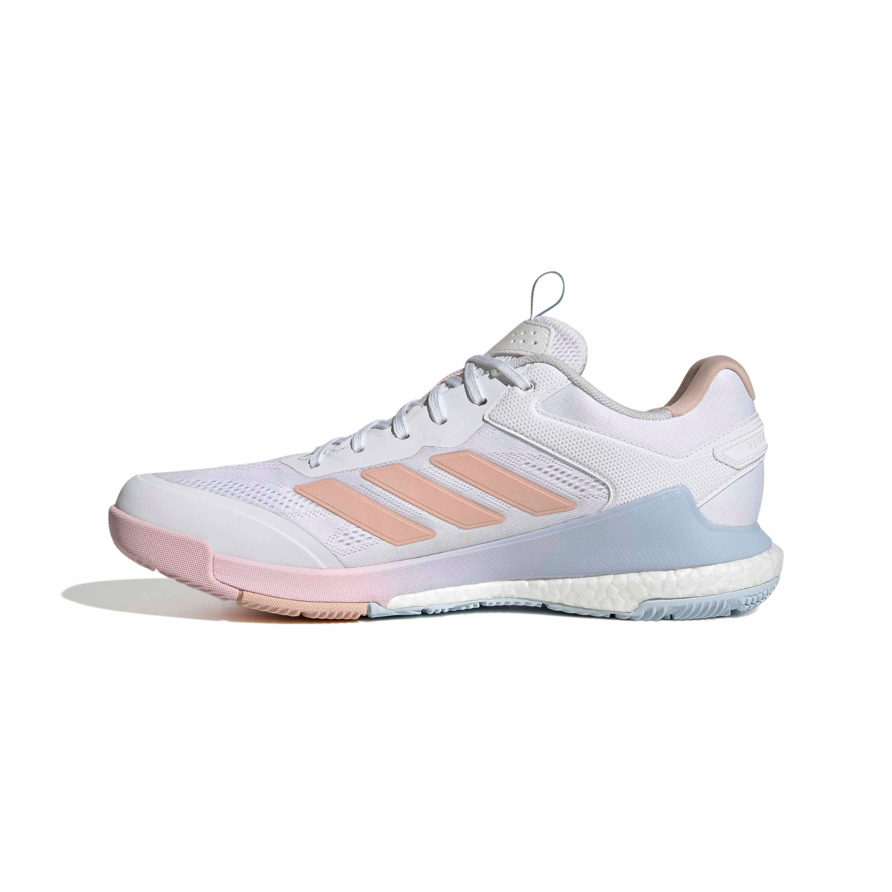 Adidas Netcourt Elite Netball Shoes: White/Pink