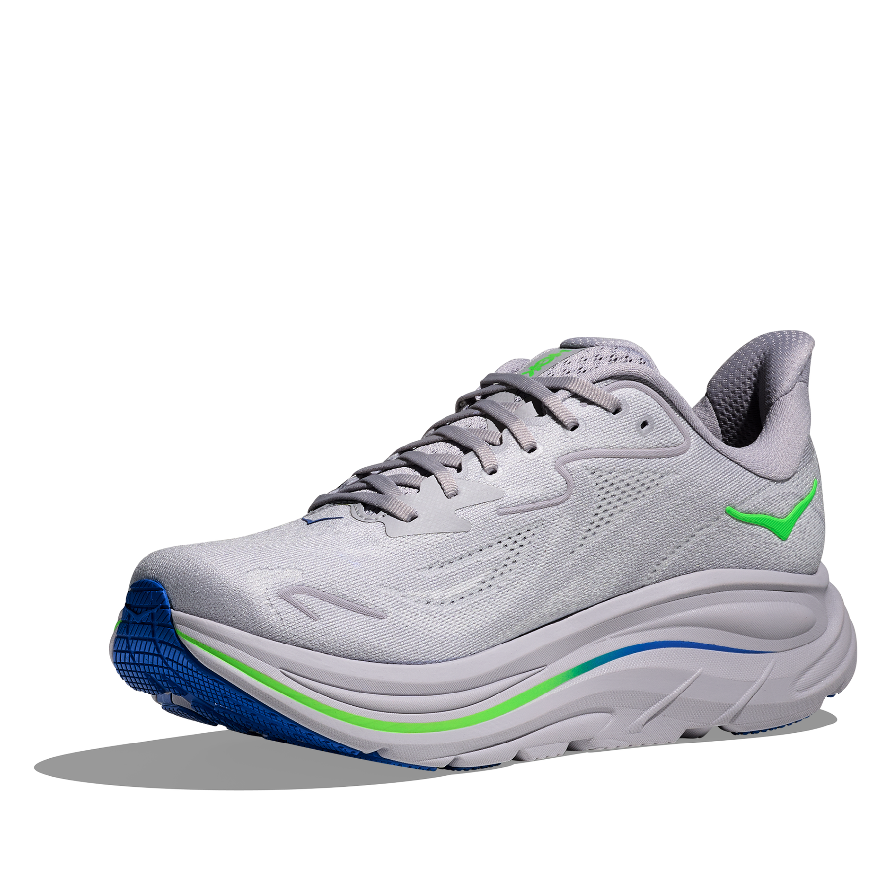 Hoka Clifton 10 Men's Running Shoes: Ash Grey/Neon Green