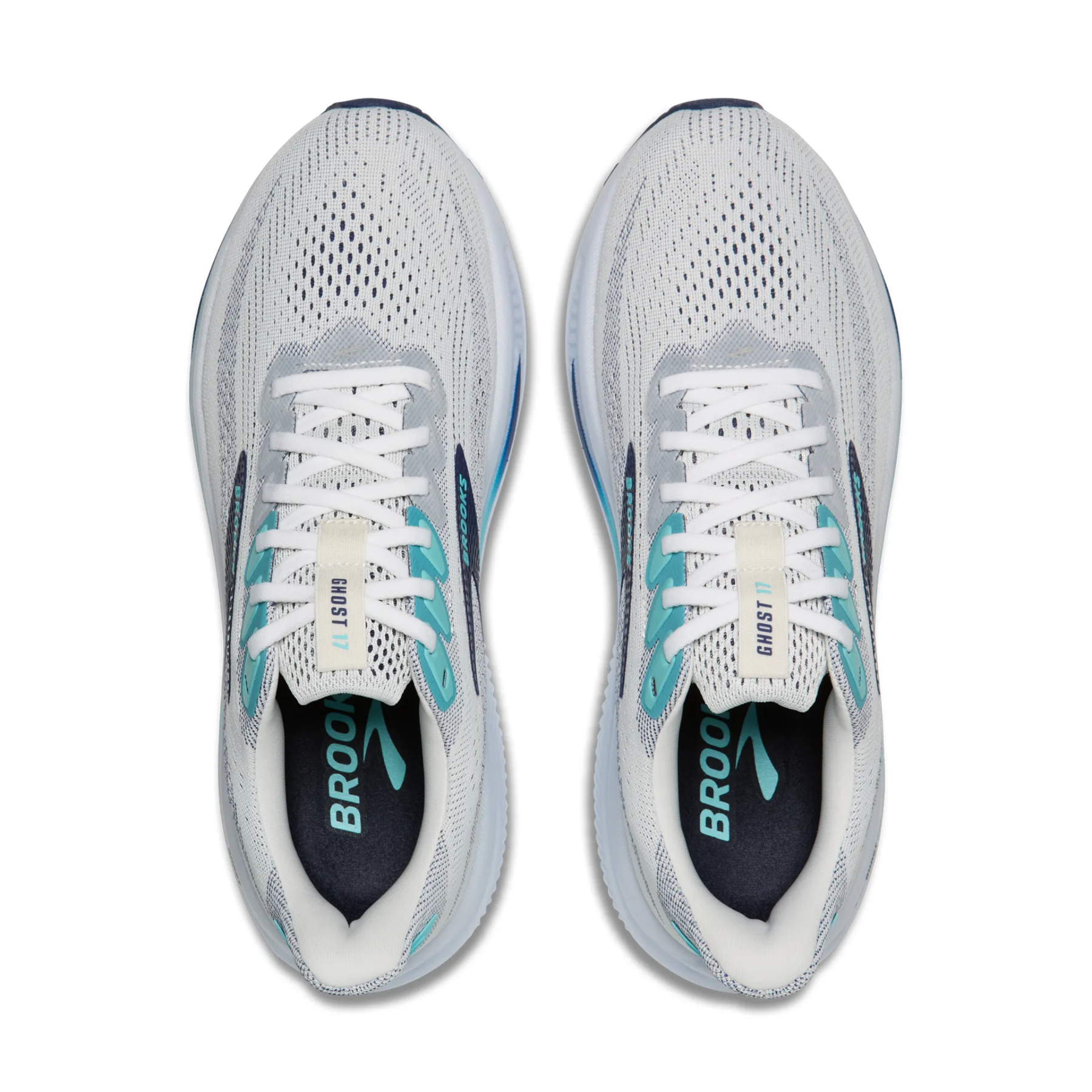 Brooks Ghost 17 Mens Running Shoes: White/Beacon Blue/Ipanema