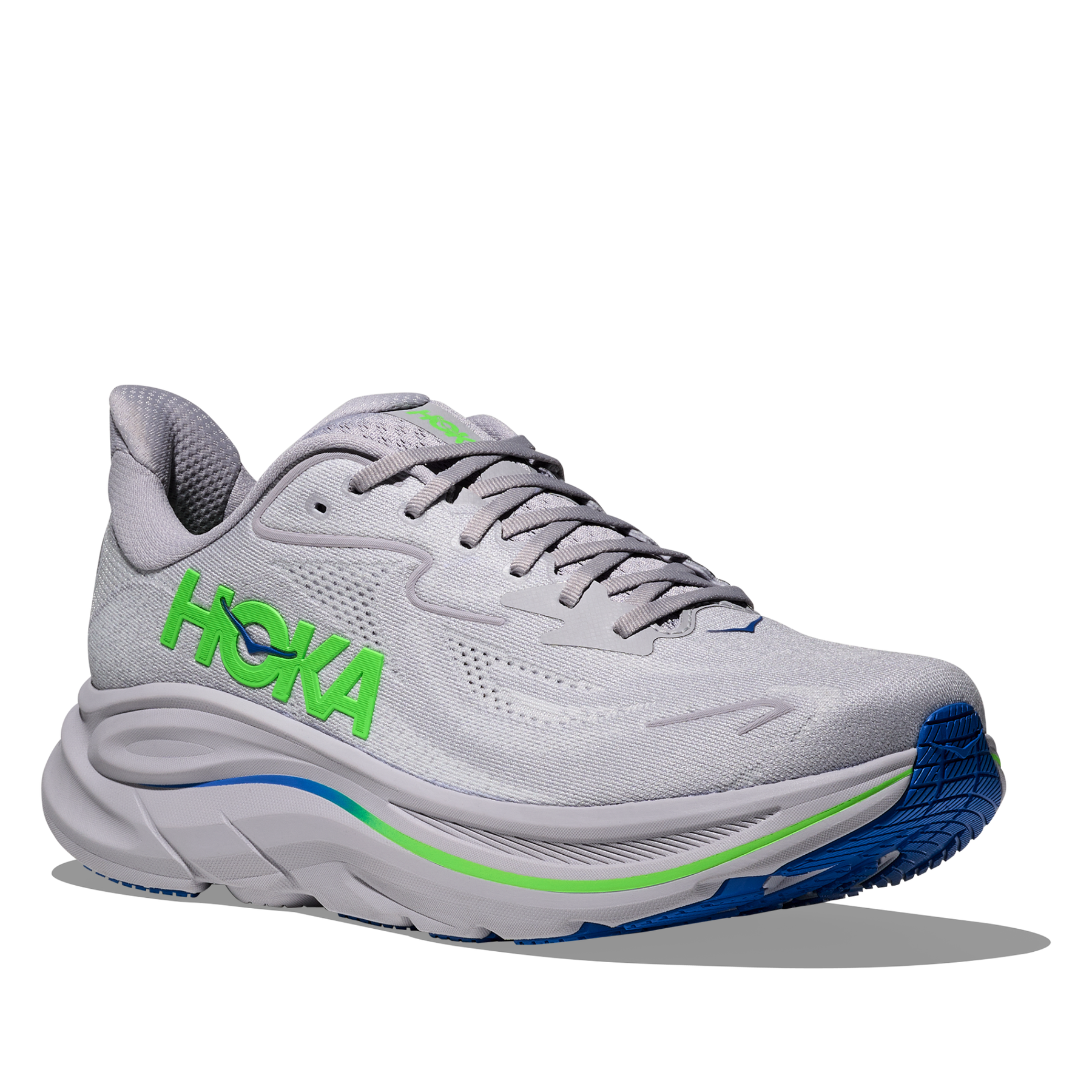 Hoka Clifton 10 Men's Running Shoes: Ash Grey/Neon Green