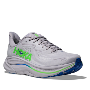 Hoka Clifton 10 Men's Running Shoes: Ash Grey/Neon Green
