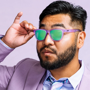 Goodr Lilac Sunglasses Reflective Polarised Mirror Lenses: Lavender Frame