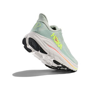 Hoka Clifton 10 Women's Running Shoes: Sea Glass/Neon Flame