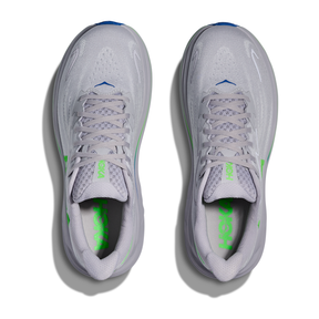 Hoka Clifton 10 Men's Running Shoes: Ash Grey/Neon Green