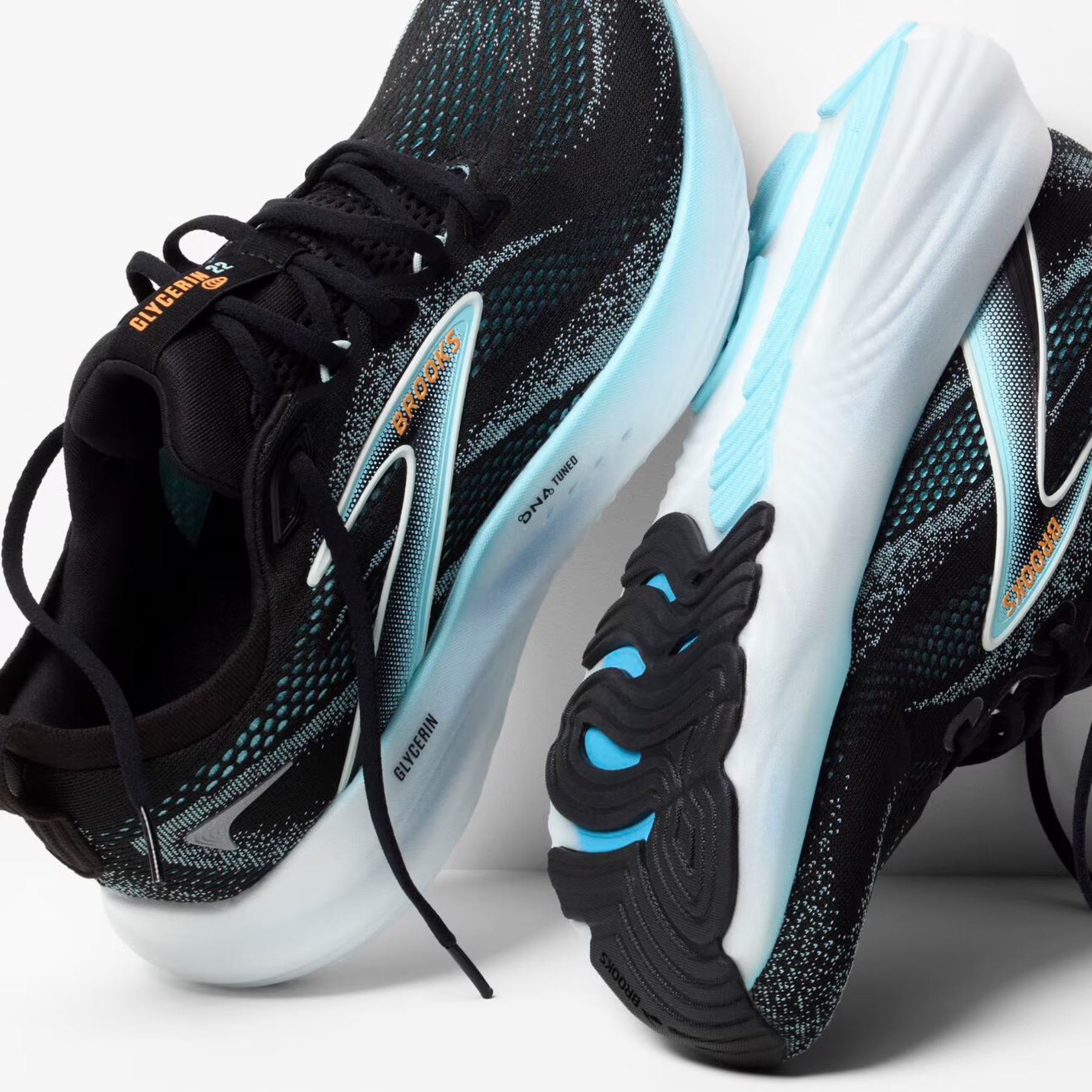 Brooks Glycerin 22 Men's Running Shoes: Black/Atomizer/Blazing Orange