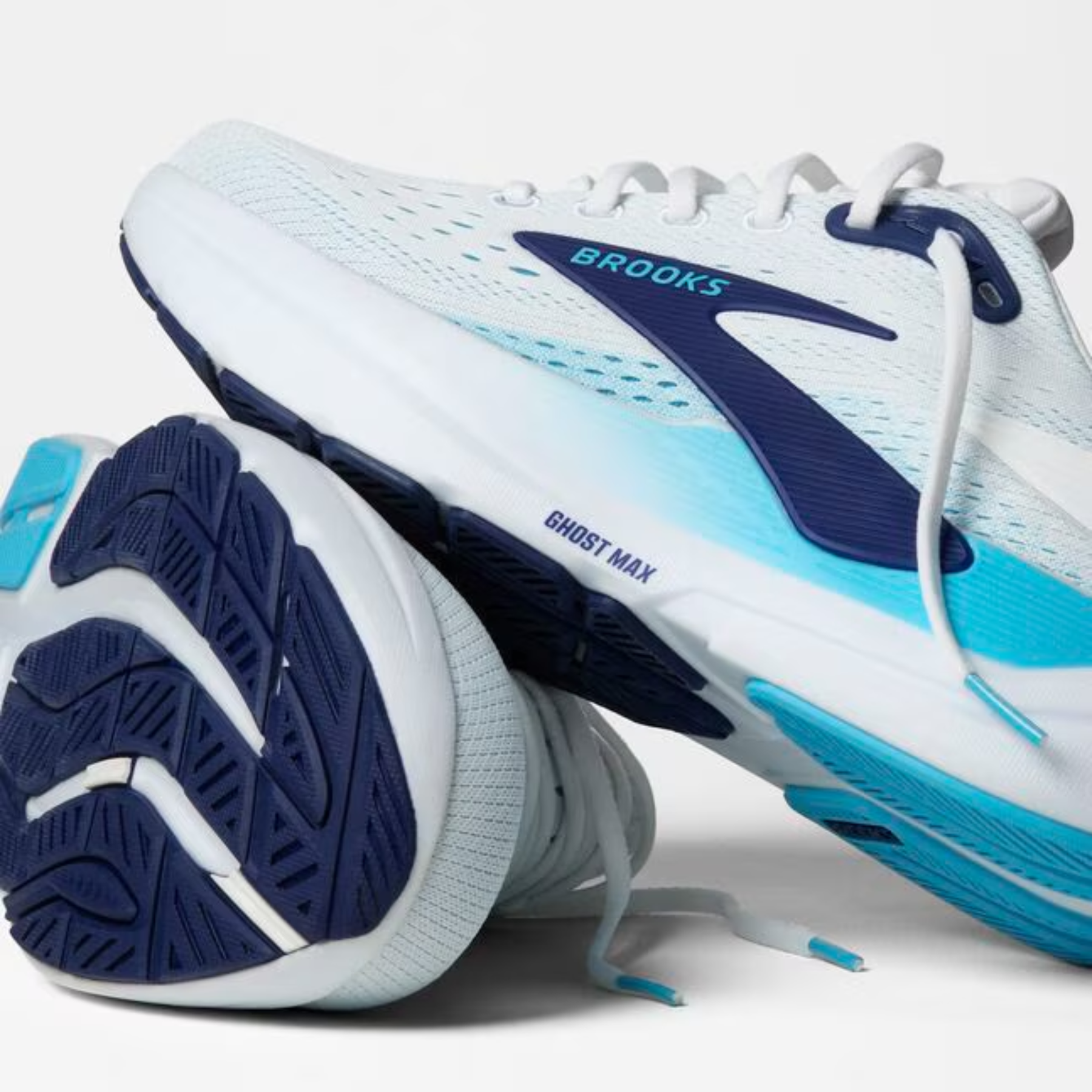 Brooks Ghost Max 3 Mens Running Shoes: Bright White/Beacon Blue/Teal