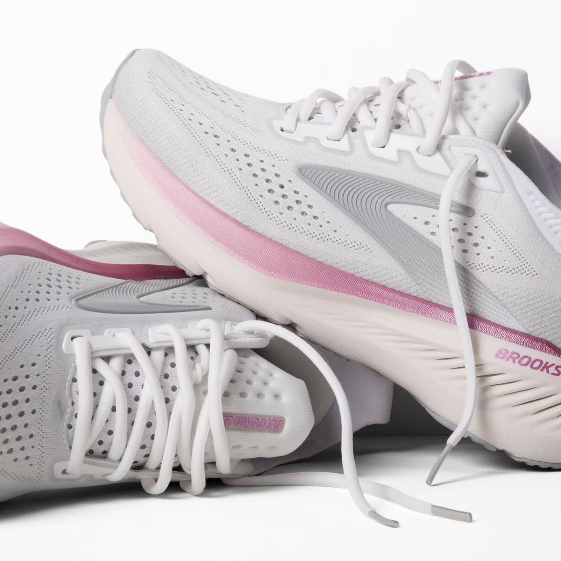 Brooks Glycerin 23 Women's Running Shoes: White/Harbor Mist/Metallic