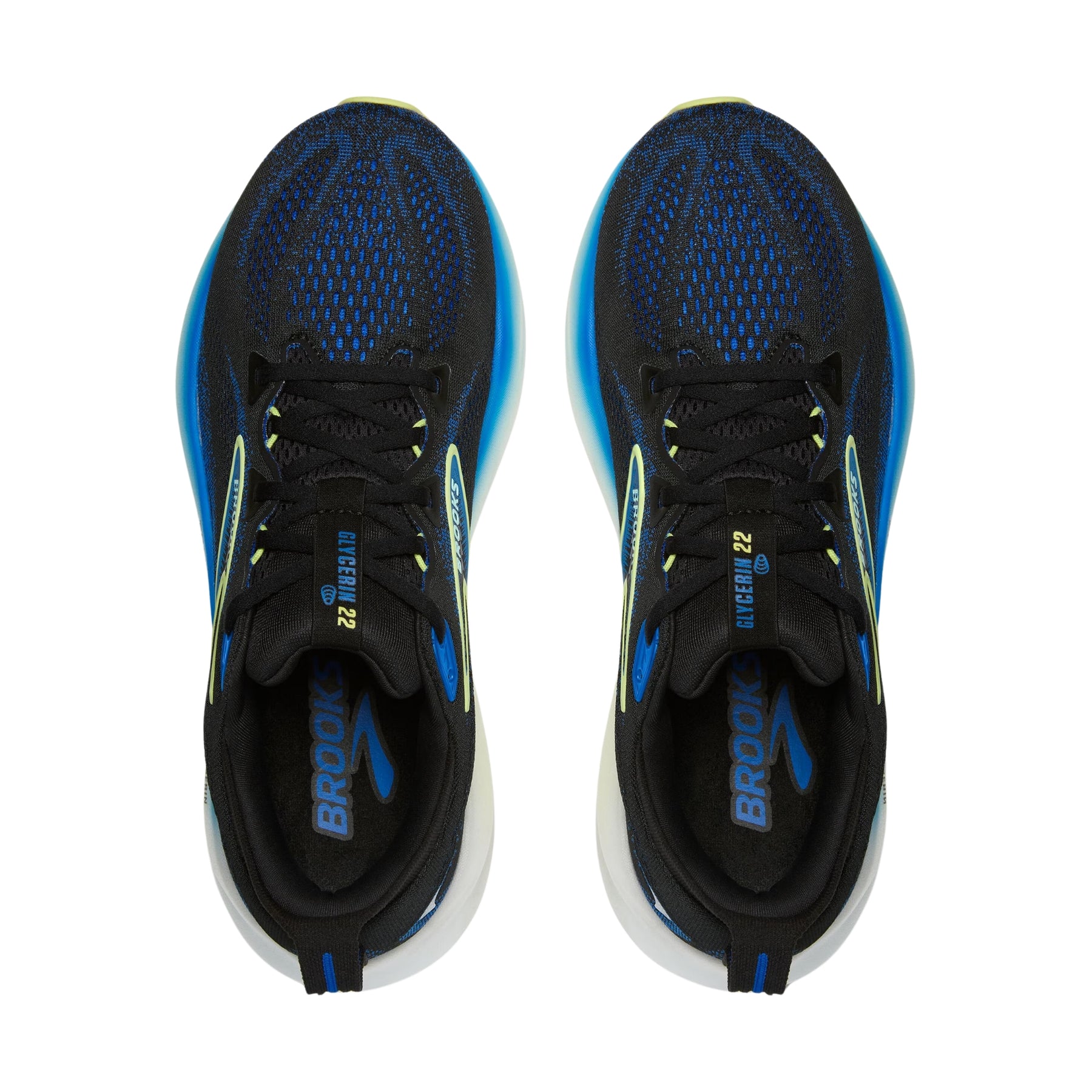 Brooks Glycerin 22 Mens Running Shoes: Black/Cobalt/Neo Yellow