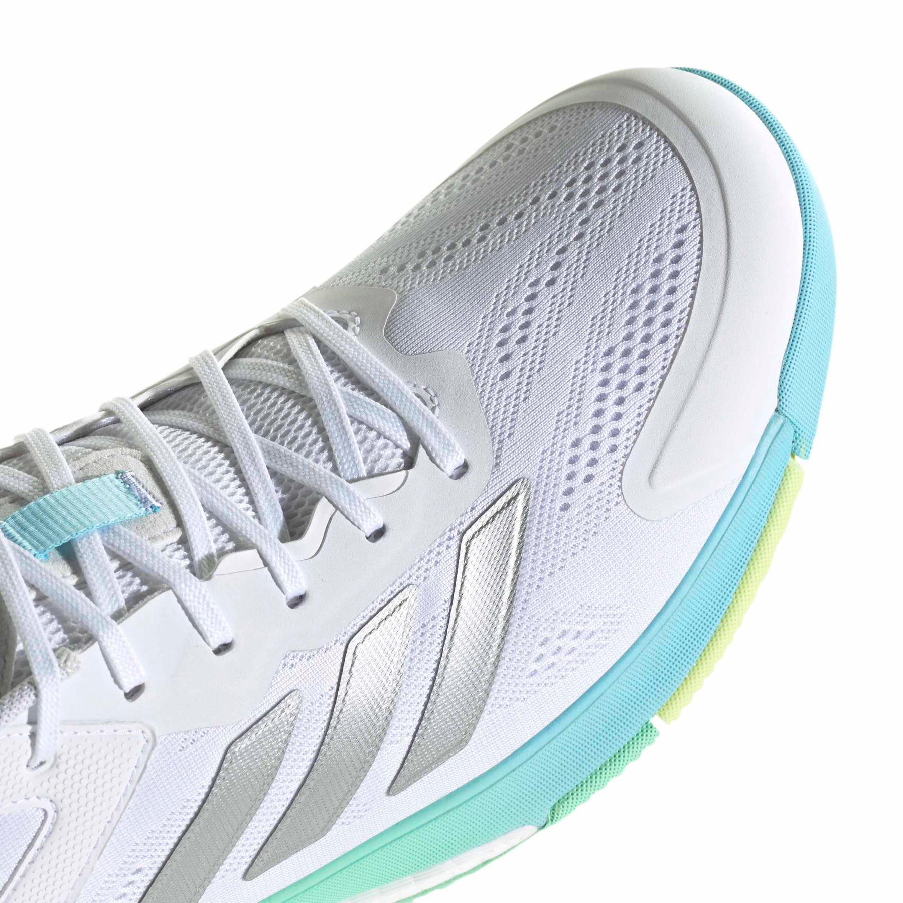 Adidas Netcourt Elite Netball Shoes: White/Blue