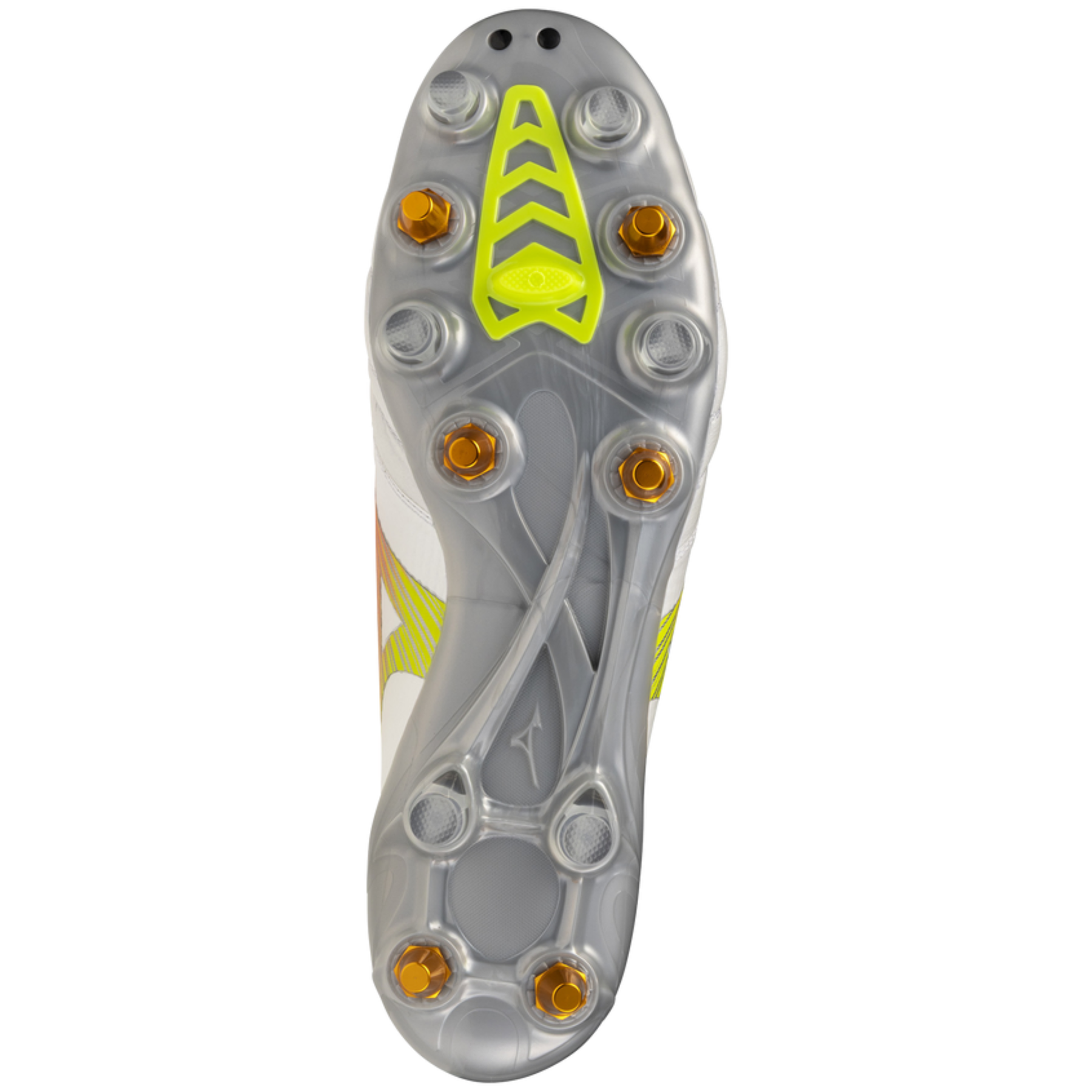 Mizuno Morelia Neo V Elite Mix Rugby Boots: White/Lava Orange/Evening Primrose