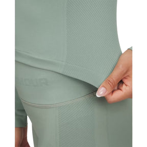 Under Armour Train Seamless Long Sleeve Womens Tee 2025: Silica Green/White