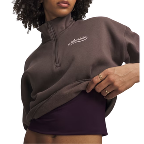Under Armour Rival Varsity Half Zip Women's Fleece: Peppercorn/Bashful Pink