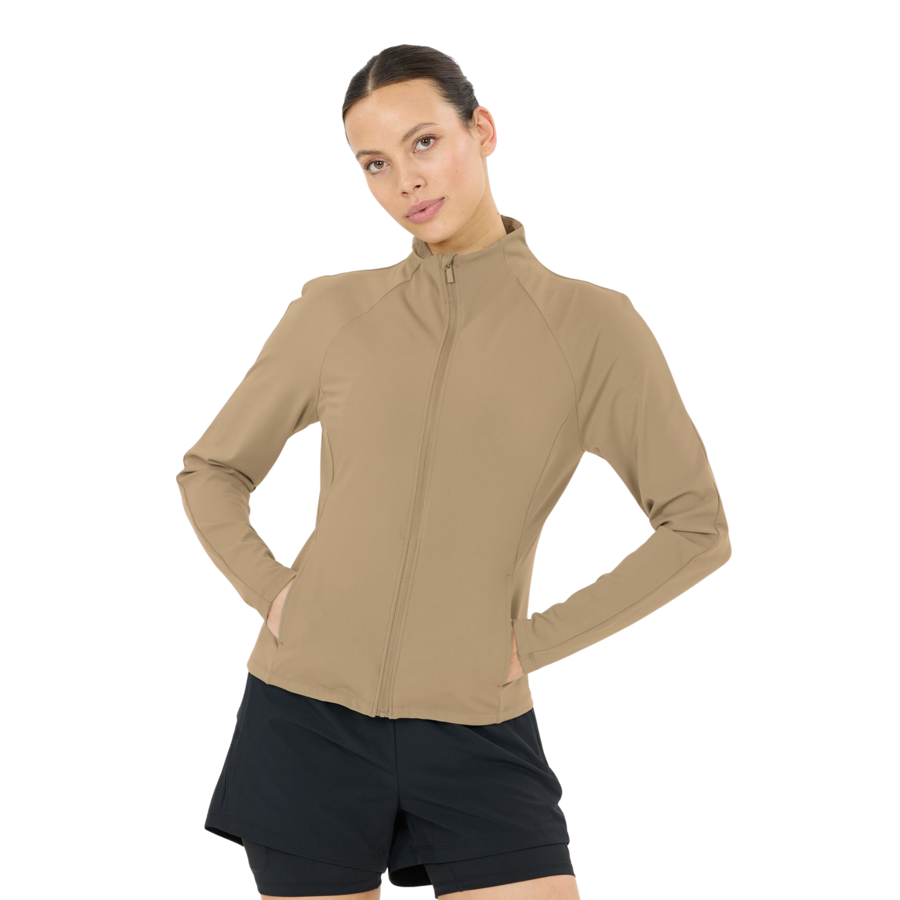 Athlecia Emarri Women's Full Zip Sweatshirt: Greige