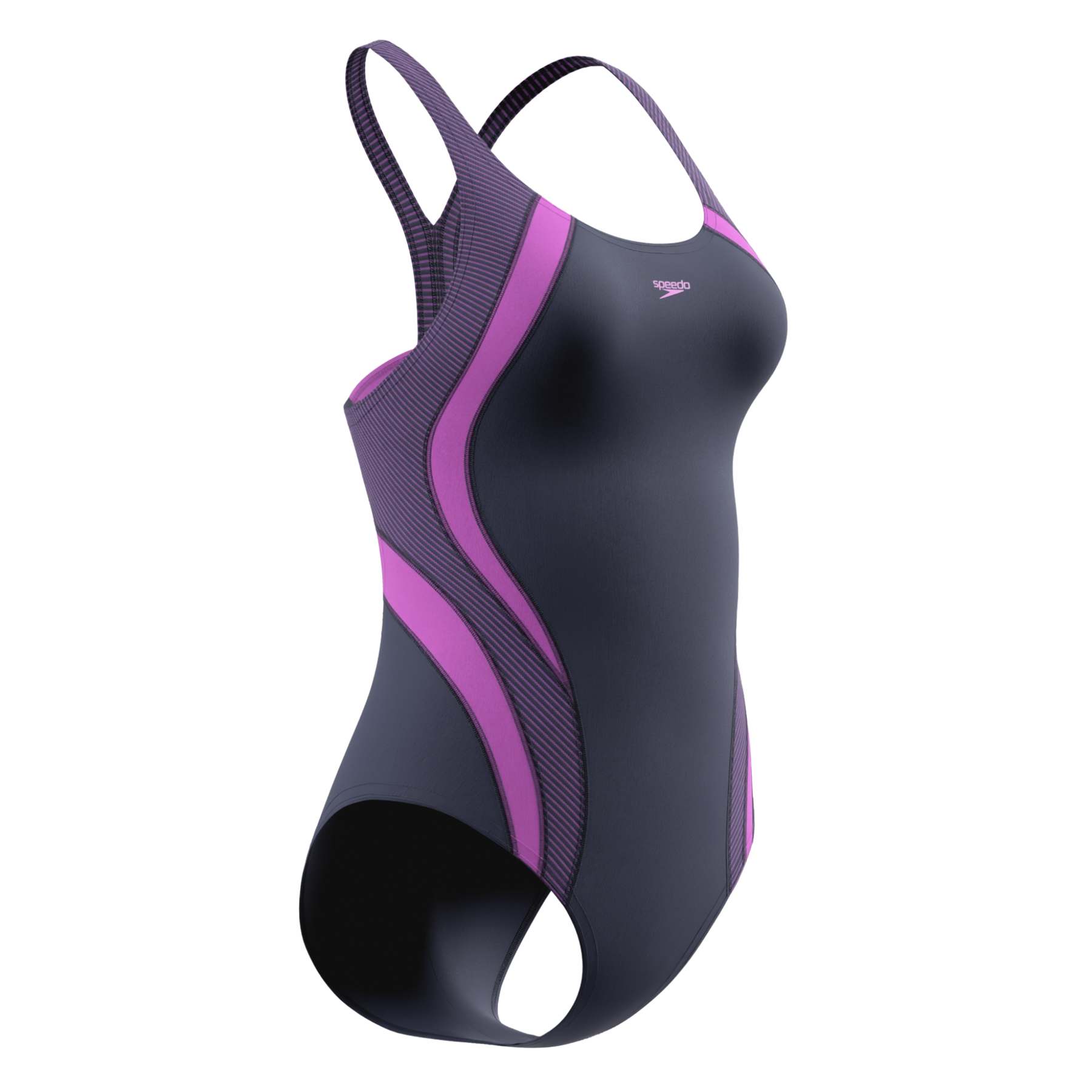 Speedo Women's Quantum Rib Splice Swimsuit: Peacoat/Neon Jelly