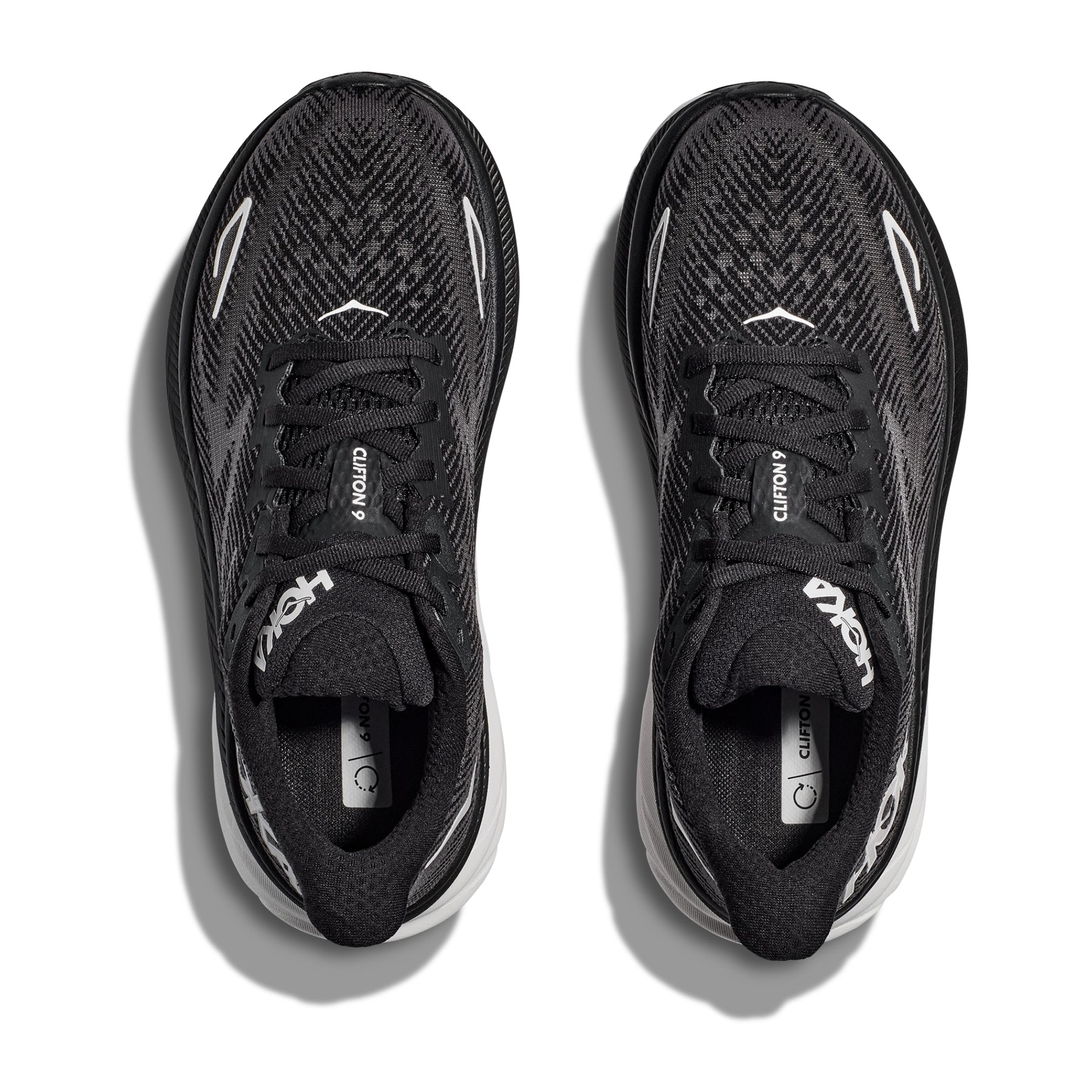 Hoka Clifton 9 Womens Running Shoes: Black/White