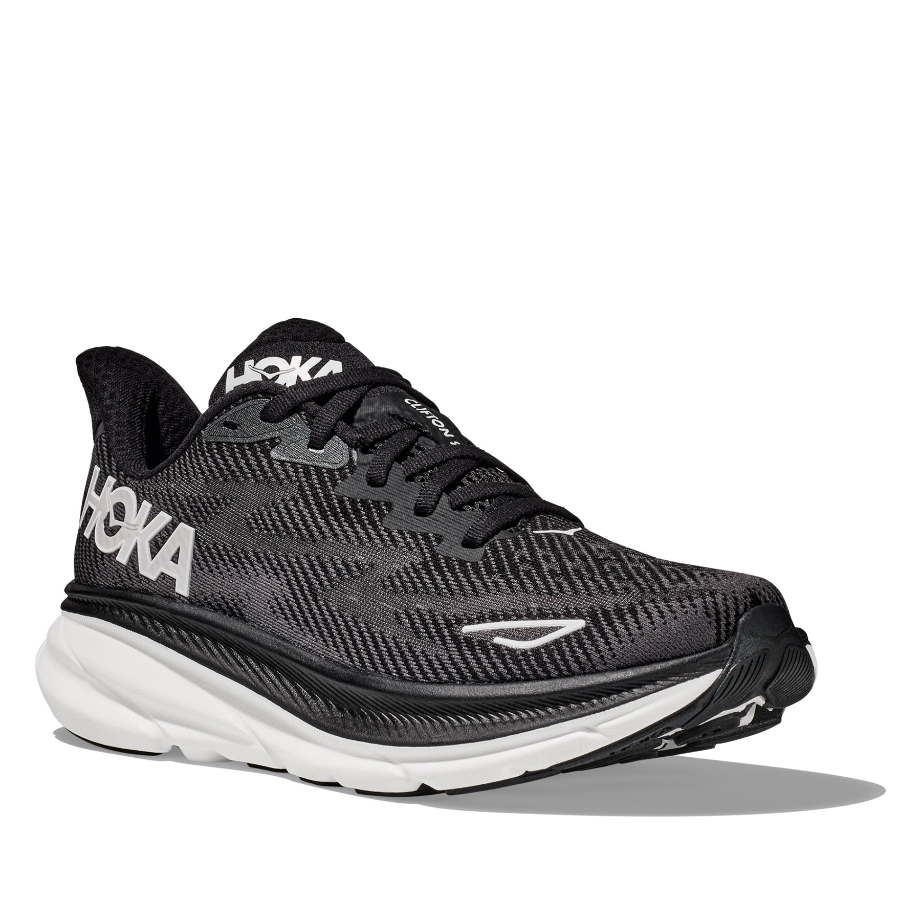 Hoka Clifton 9 Womens Running Shoes: Black/White