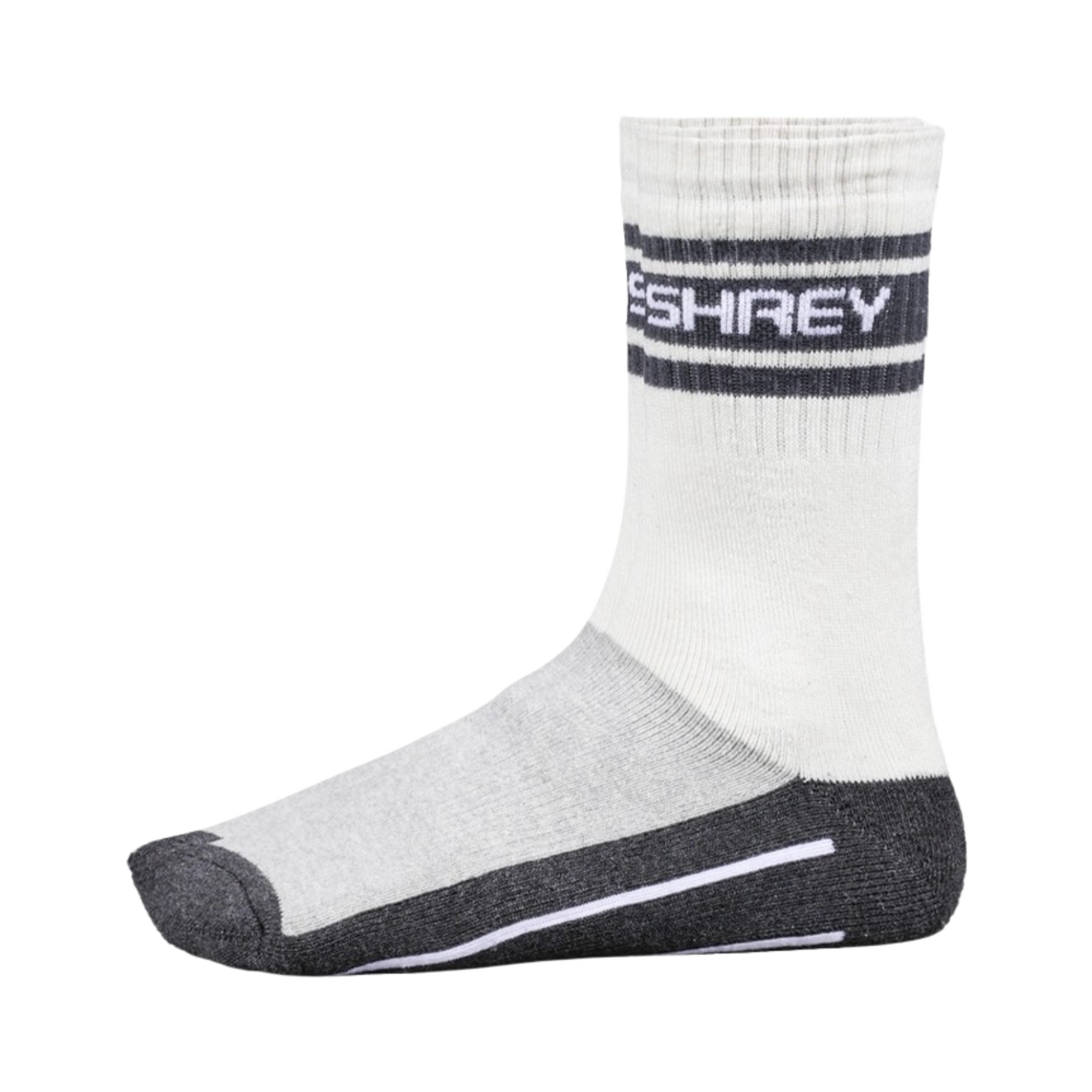 Shrey Elite Double Layer Socks (Pack of Two): Grey/White