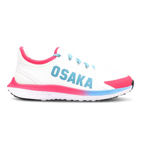Osaka Furo Play Junior Hockey Shoes 2025: White/Retro Blue/Raspberry