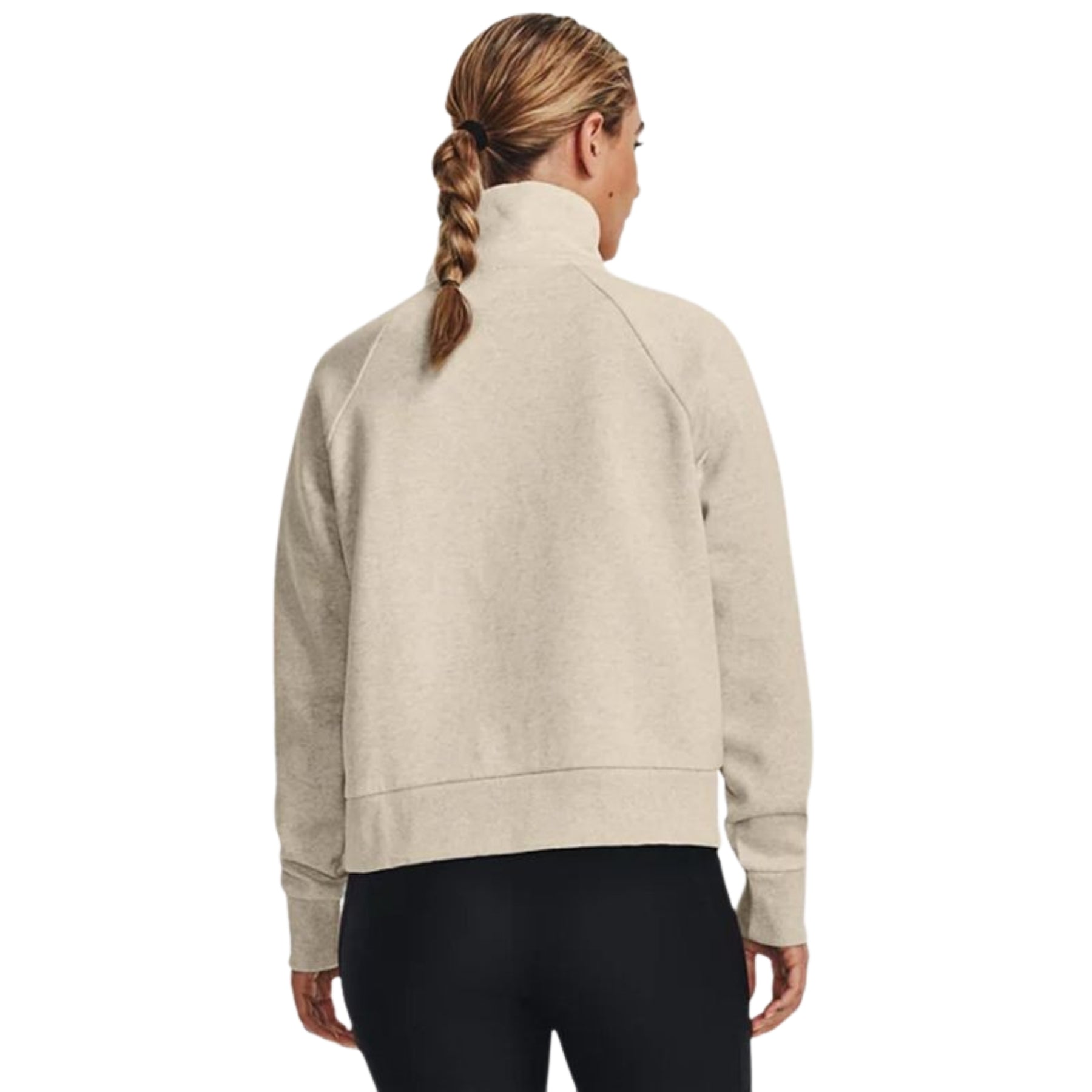 Under Armour Womens Rival Fleece Half Zip 2025: Oatmeal/Heather/White