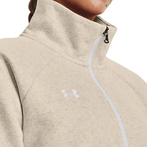 Under Armour Womens Rival Fleece Half Zip 2025: Oatmeal/Heather/White