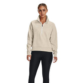 Under Armour Womens Rival Fleece Half Zip 2025: Oatmeal/Heather/White