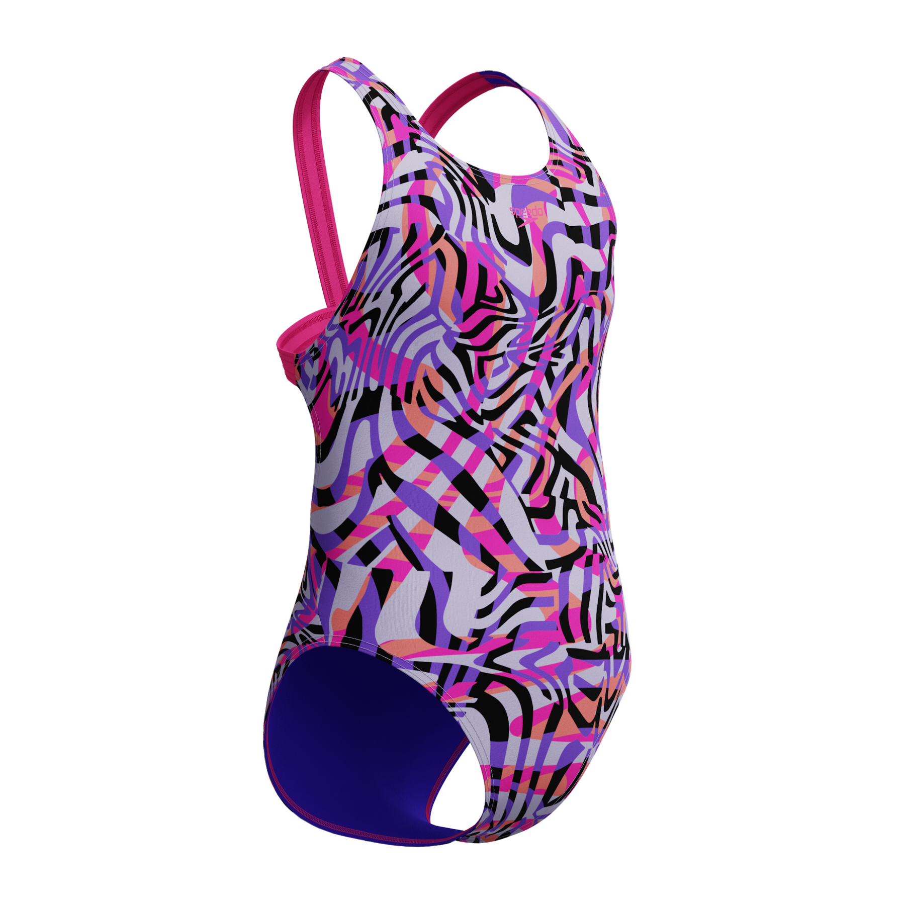 Speedo Girls Digital Allover Leaderback Swimsuit: Pink