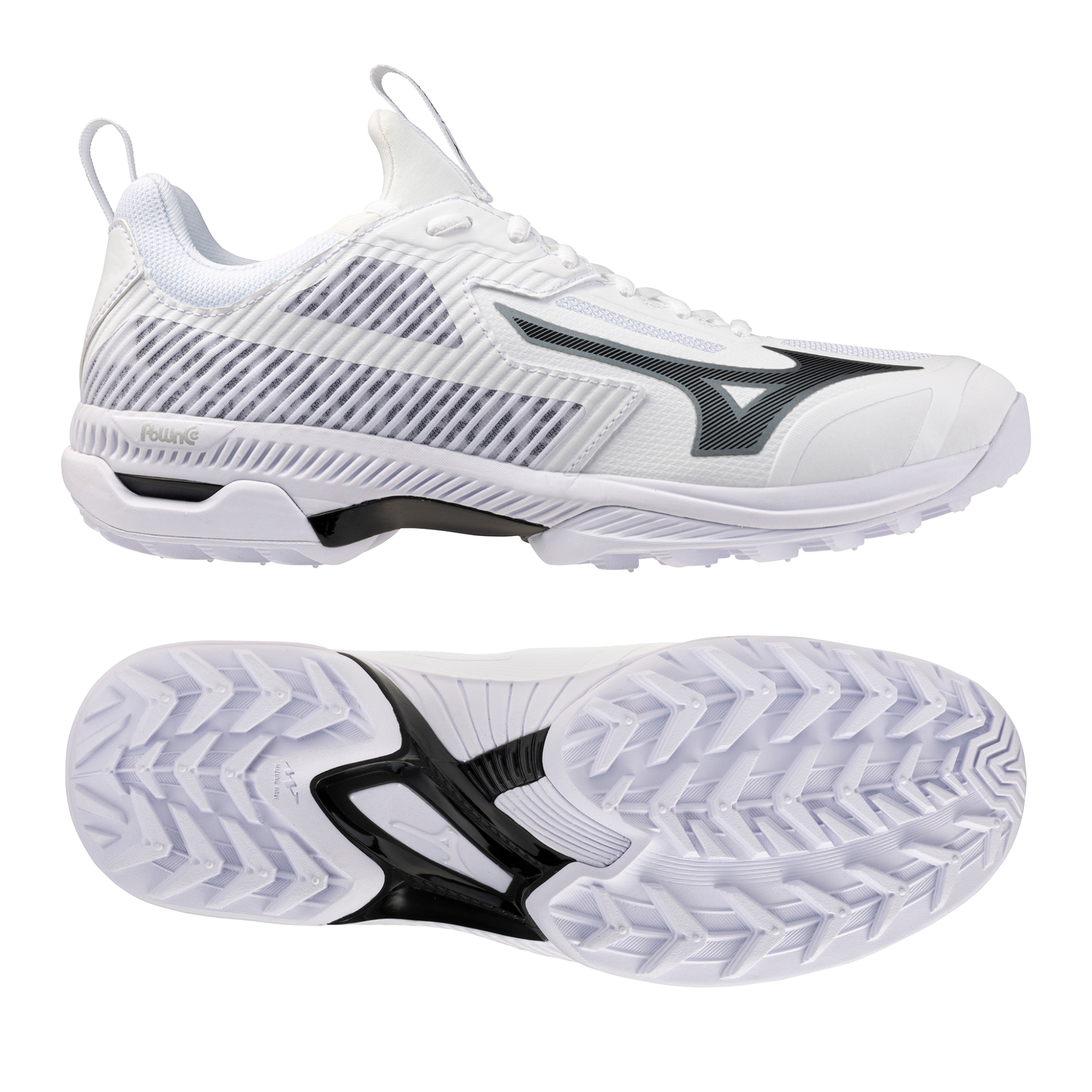 Mizuno Wave Panthera 2 Hockey Shoes: White/Black/Silver