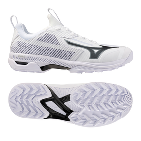 Mizuno Wave Panthera 2 Hockey Shoes: White/Black/Silver