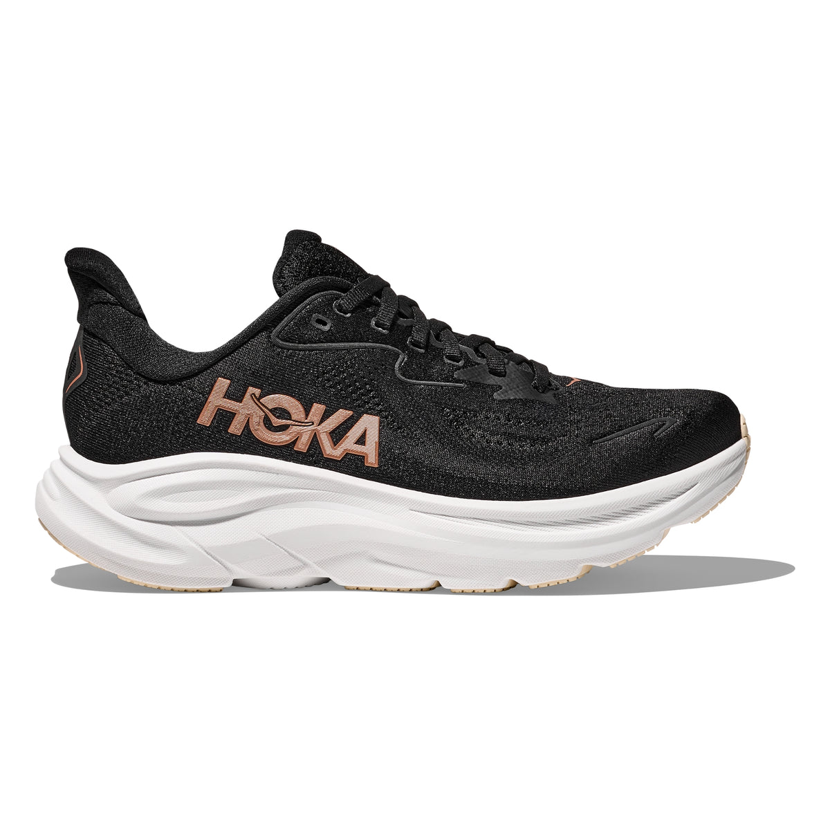 Hoka Clifton 10 Womens Running Shoes: Black/Rose Gold
