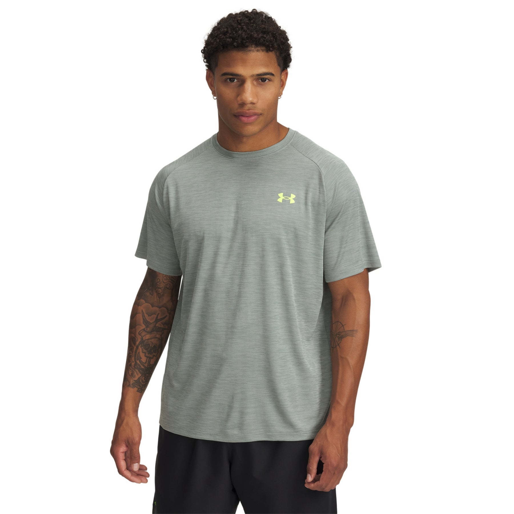 Under Armour Men's Tech Textured Short Sleeve Tee: Green/Yellow