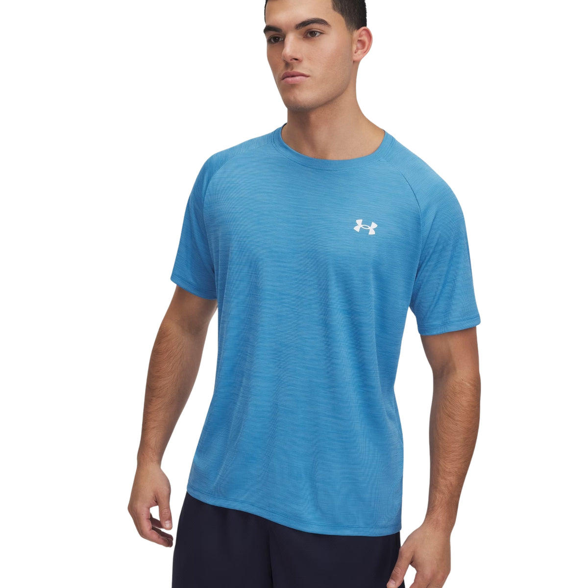 Under Armour Mens Mens Tech Textured Short Sleeve Tee: Ether Blue/White