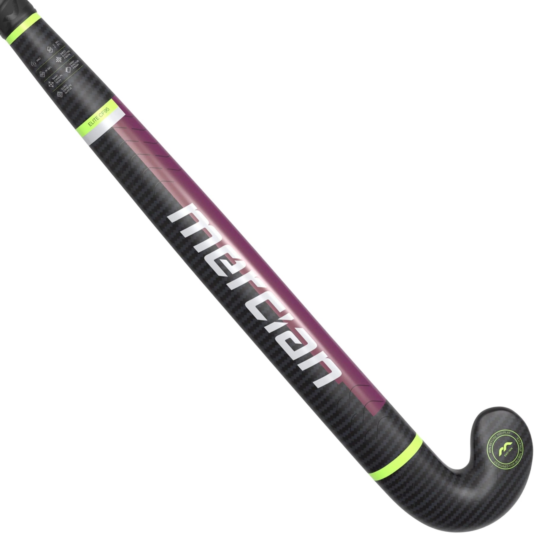 Mercian Elite CF95 Pro Hockey Stick: Carbon/Red Irridescent