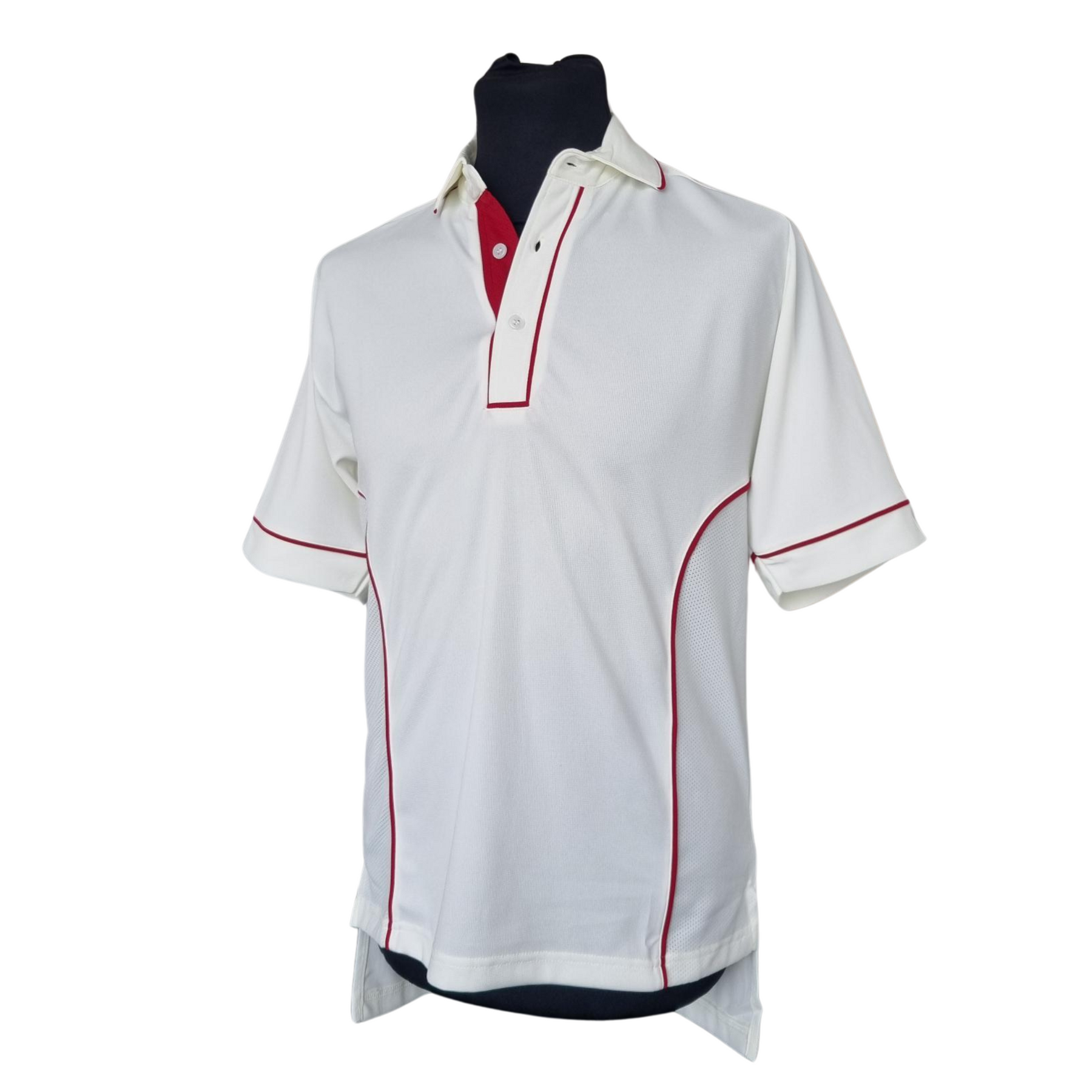Salamander Polyester Cricket Shirt: Maroon Trim