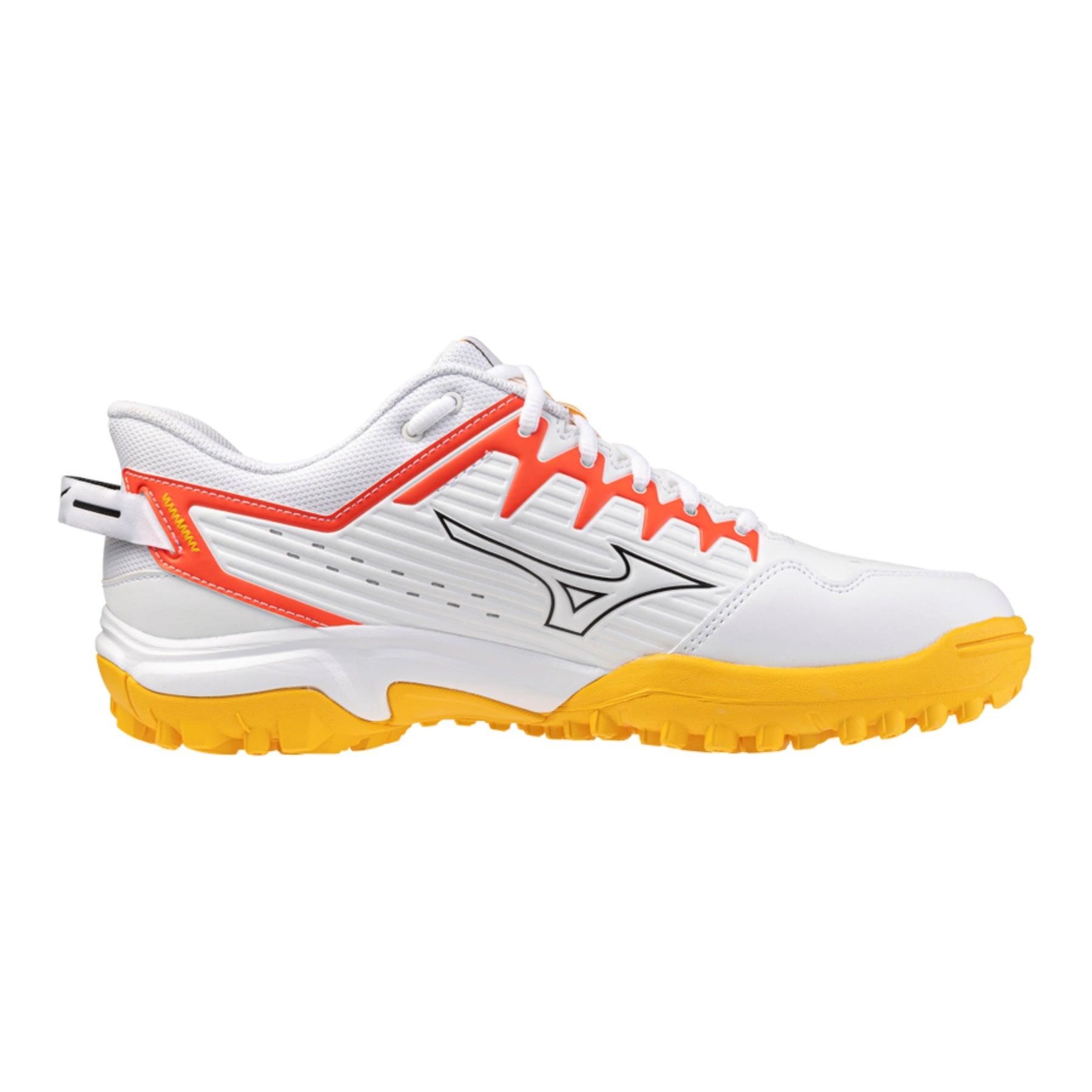 Mizuno Wave Lynx 2 Astro Hockey Shoes: White/Fiery Coral/Citrus