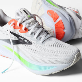 Brooks Ghost 17 Mens Running Shoes: White/Pink Clay/Gecko