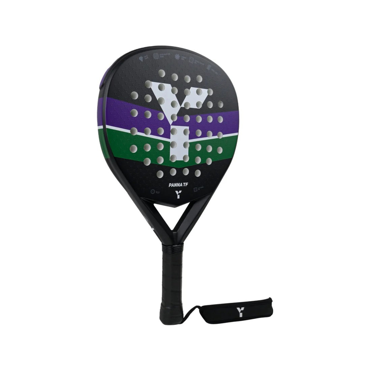 Y1 Panna Padel Racket: Black/Green/Purple